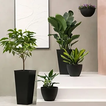 La Jolie Muse 26 inch Tall Planters, Indoor Outdoor Set