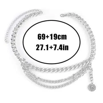 ELABEST Punk Waist Chain Belt Layered Chunky Waist Rock Chain for Jeans Party Travel Body Jewelry Ac...