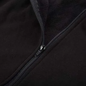 GRACE KARIN Loose Pocket Zipper Fleece Tunic Sweatshirt Hoodies Outwear Black Size M CL133-1