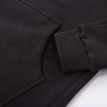 GRACE KARIN Loose Pocket Zipper Fleece Tunic Sweatshirt Hoodies Outwear Black Size M CL133-1