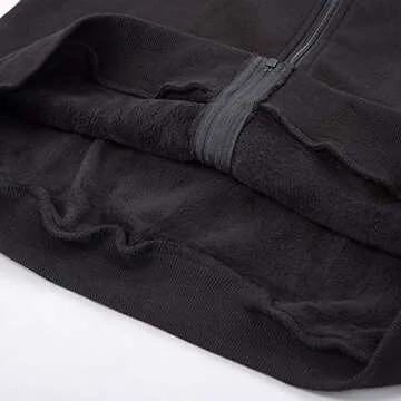 GRACE KARIN Loose Pocket Zipper Fleece Tunic Sweatshirt Hoodies Outwear Black Size M CL133-1