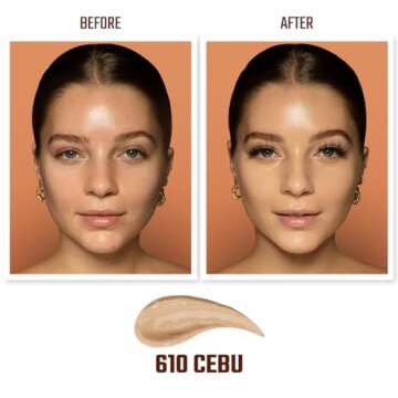 Juvia's Place I Am Magic Natural Radiance Foundation - 610Cebu - Full Coverage Liquid Foundation Makeup for Dry, Mature, Aging, and Combination Skin - Lightweight Longwear Base with Radiant Finish