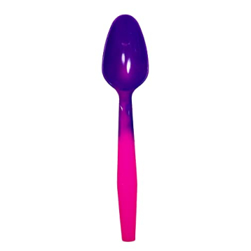 Color Changing Reusable Spoons, Pack of 25, Assorted Colors, reacts to cold food temperatures and changes color -yogurt, ice cream, gelato, cold drinks - PACKED IN USA (25 Assorted Colors)