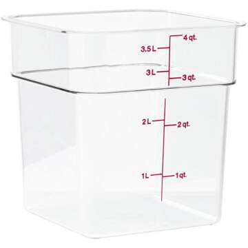 Cambro 4SFSCW135 CamSquare Square Food Storage Container - 4-Quart, Polycarbonate, NSF