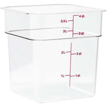 Cambro 4SFSCW135 CamSquare Square Food Storage Container - 4-Quart, Polycarbonate, NSF