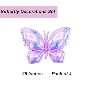 BucCan Butterfly Balloons Purple Butterfly Party Decorations 26 In Pack of 4 Butterfly Birthday Part...