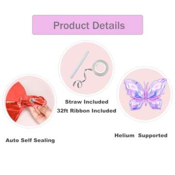BucCan Butterfly Balloons Purple Butterfly Party Decorations 26 In Pack of 4 Butterfly Birthday Party Decorations Supplies Baby Shower Wedding Fairy Princess Birthday Party Decorations