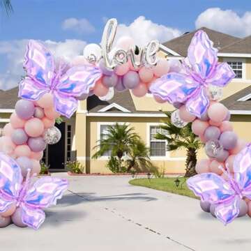 BucCan Butterfly Balloons Purple Butterfly Party Decorations 26 In Pack of 4 Butterfly Birthday Party Decorations Supplies Baby Shower Wedding Fairy Princess Birthday Party Decorations