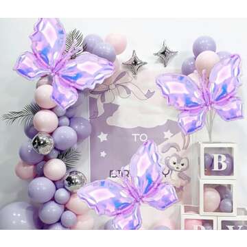 BucCan Butterfly Balloons Purple Butterfly Party Decorations 26 In Pack of 4 Butterfly Birthday Party Decorations Supplies Baby Shower Wedding Fairy Princess Birthday Party Decorations