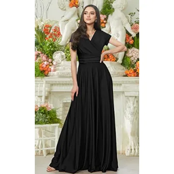KOH KOH Plus Size V-Neck Flowy Maxi Dress for Women