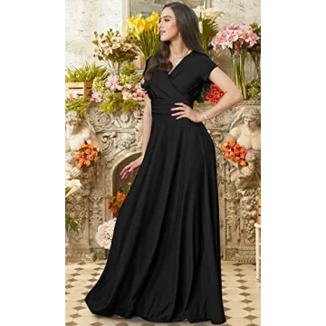 KOH KOH Plus Size V-Neck Flowy Maxi Dress for Women