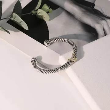 Elegant ORATIGOR Cable Cuff Bangle for Women