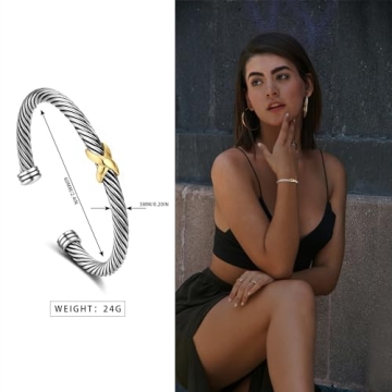 Elegant ORATIGOR Cable Cuff Bangle for Women
