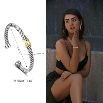 Elegant ORATIGOR Cable Cuff Bangle for Women