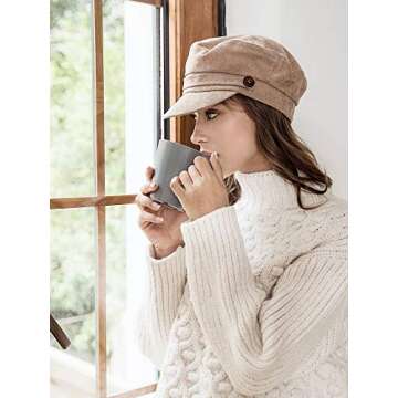 accsa Womens Fashion Newsboy Cap Bakerboy Cabbie Gatsby Pageboy Visor Beret Hat Caramel