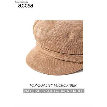 accsa Womens Fashion Newsboy Cap Bakerboy Cabbie Gatsby Pageboy Visor Beret Hat Caramel