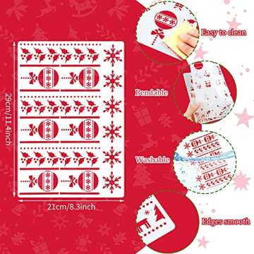 12 Pieces Christmas Stencil Template Reusable Painting Plastic Stencil 8.3 x 11.7 Inch Snowflake Dee...