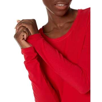 Amazon Essentials Women's Classic-Fit Long-Sleeve Crewneck T-Shirt (Available in Plus Size), Cherry Red, Medium