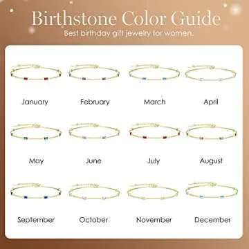 LOUISA SECRET Birthstone Bracelets for Women, 925 Sterling Silver Dainty Simple Women Charm Link Bracelet, Birthday Anniversary Jewelry Gifts for Women Wife Mom Her