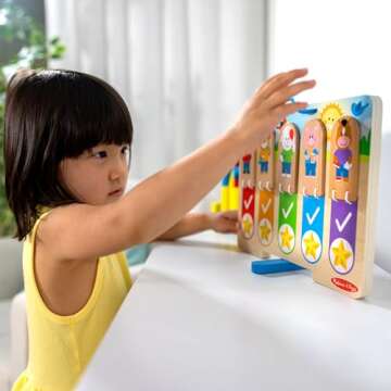 Melissa & Doug Wooden My Daily Day and Night Routines Chart for Boys and Girls 3+ - FSC Certified