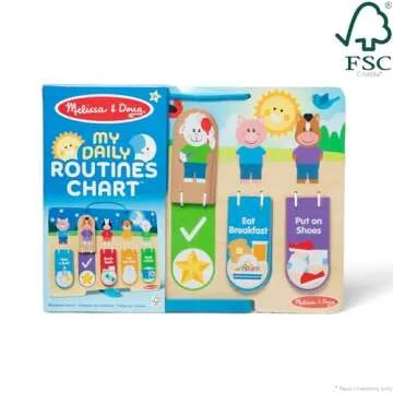 Melissa & Doug Wooden My Daily Day and Night Routines Chart for Boys and Girls 3+ - FSC Certified