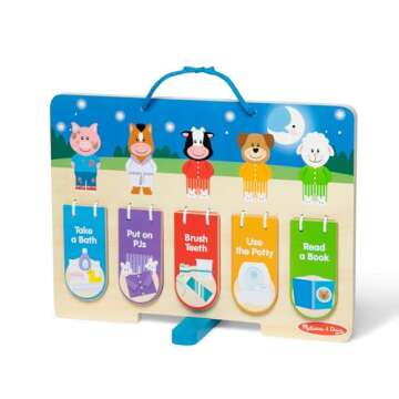 Melissa & Doug Wooden My Daily Day and Night Routines Chart for Boys and Girls 3+ - FSC Certified