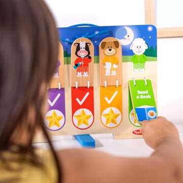 Melissa & Doug Wooden My Daily Day and Night Routines Chart for Boys and Girls 3+ - FSC Certified