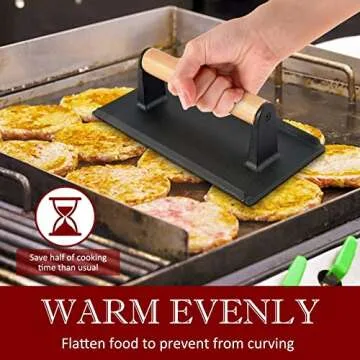 HaSteeL Cast Iron Burger and Bacon Press Set - Perfect BBQ Tool