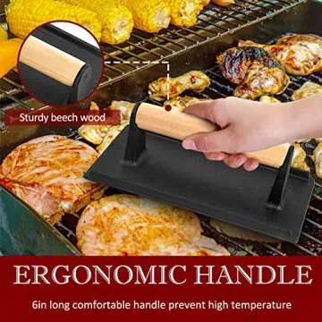 HaSteeL Cast Iron Burger and Bacon Press Set - Perfect BBQ Tool