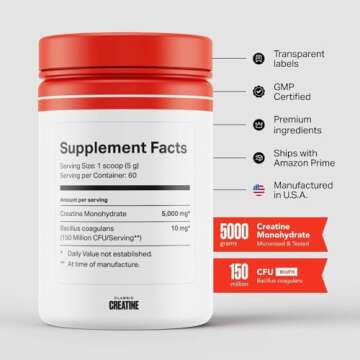 5000mg Micronized Creatine Monohydrate Powder + BioFit™ (Max Absorption) - Supports Muscle Growth,...