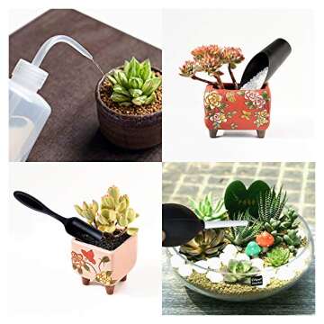 BlueMake Succulent Plants Tools,Mini Garden Hand Transplanting Succulent Tools Miniature Planting,Set for Indoor Miniature Fairy Garden Plant Care (15pcs Tools Set)