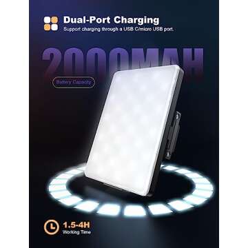 60 LED Selfie Light, Clip-on Rechargeable Phone Light with CRI 95+, 3 Color Temperatures, 10 Brightness Levels, Portable Video Light for Makeup, Selfies, TikTok, Vlog, Video Conference, Live Stream