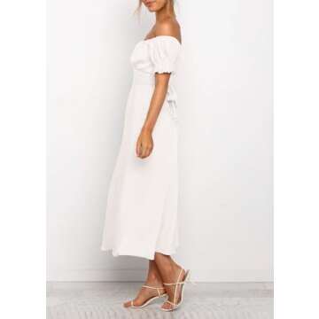 KIRUNDO Women’s Summer Satin Midi Dress Elegant Off-Shoulder