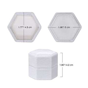 BLUTETE Hexagon Velvet Jewelry Single Slot Ring Box for Engagements and Weddings