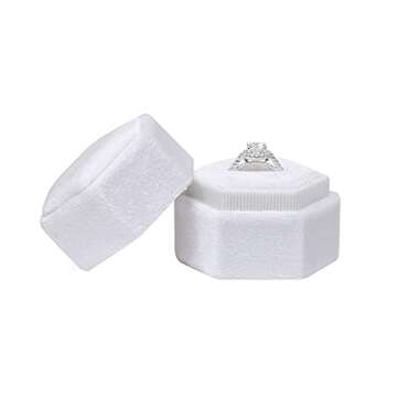 BLUTETE Hexagon Velvet Ring Box for Engagement and Weddings