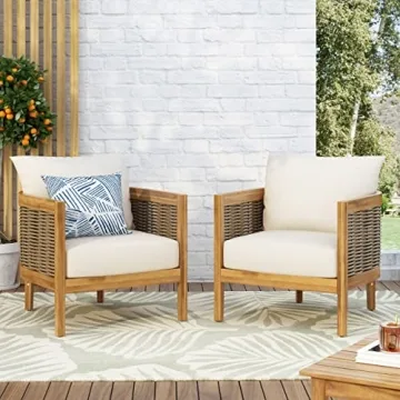 Stylish Acacia Wood Outdoor Chairs with Cushions