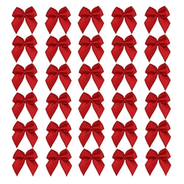 50pcs Boutique Mini Red Satin Ribbon Bows for Weddings DIY Crafting