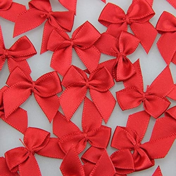 50pcs Mini Red Satin Ribbon Bows for DIY Crafting