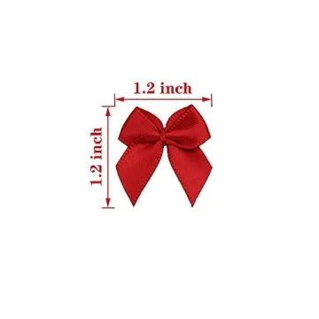 50pcs Mini Red Satin Ribbon Bows for DIY Crafting