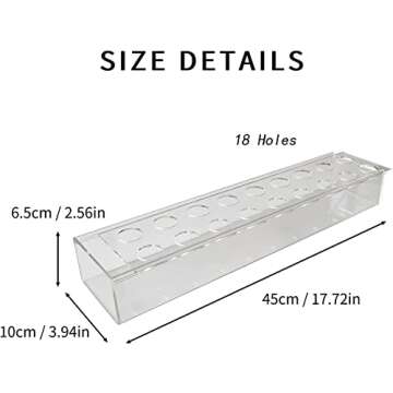 Clear Rectangular Acrylic Flower Vase - 18 Holes, Rectangle Flower Box for Wedding Centerpieces for ...