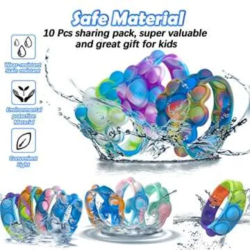 GNZREAI 10 Pcs Pop Bracelets Fidget Toys for Kids & Adults