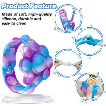 GNZREAI 10 Pcs Pop Bracelets Fidget Toys for Kids & Adults
