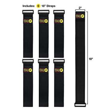 Wrap-It Storage - Super-Stretch, 18" (6 Pack) - Elastic Hook and Loop Cinch Straps - Extension Cord Organizer, Hose and Cables Straps, Cord Wrap