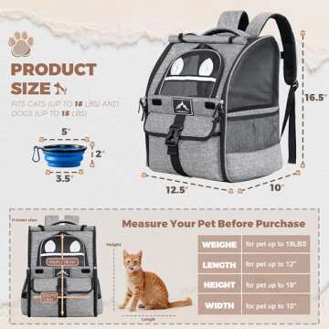 Pet Carrier Backpack for Dogs and Cats,Puppies,Ventilated Design Breathable Dog Carrier Backpack,Cat...