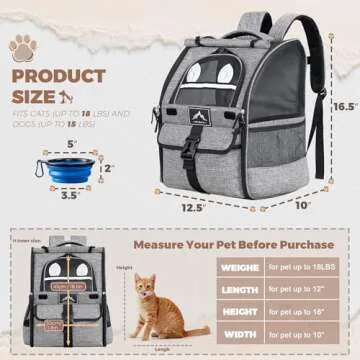 Pet Carrier Backpack for Dogs and Cats,Puppies,Ventilated Design Breathable Dog Carrier Backpack,Cat...