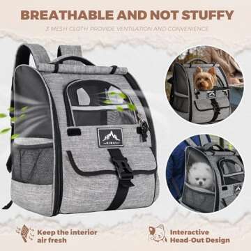 Pet Carrier Backpack for Dogs and Cats,Puppies,Ventilated Design Breathable Dog Carrier Backpack,Cat Bag for Hiking Travel Camping Outdoor Use,Gray