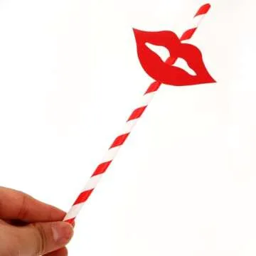 Fun Decorative Paper Straws with Red Lips for Parties