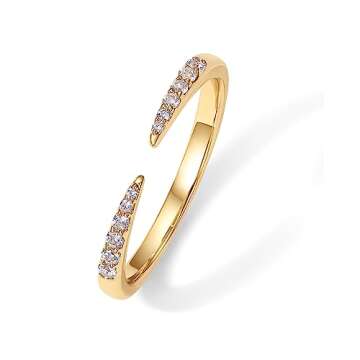 PAVOI 18K Yellow Gold Plated Open Eternity Ring | Cubic Zirconia Stacking Bands for Women | Dainty Stackable Rings for Women | Size 8