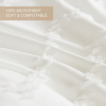 Nanko White Full Comforter Set - Soft Tufted Bedding for All Seasons