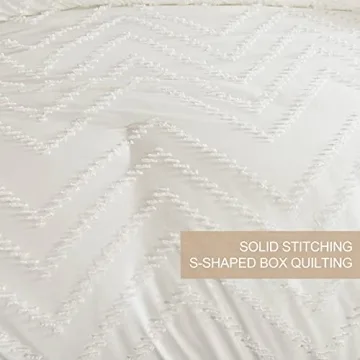 Nanko White Full Comforter Set - Soft Tufted Bedding for All Seasons